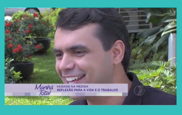 O blogueiro Bruno Figueredo fala sobre vaidade masculina no programa Manhã Total da TV Paranaíba afiliada Record